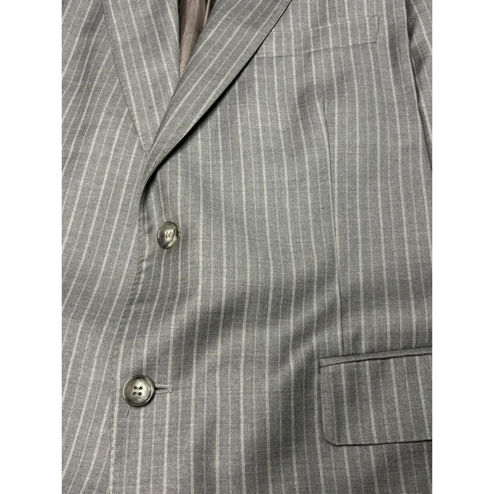 Brooks Brothers x Vitale Barberis 1818 Regent Grey Pinstripe Wool Mens 43R Italy